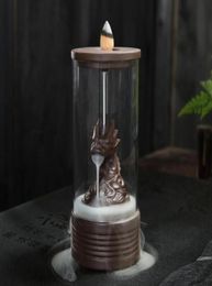 Lampes à parfum Dragon sculpture de sculpture de rétroéclairage encens en céramique de thé en céramique décoractif cascade de cascade rétro rétro santal 20222985013