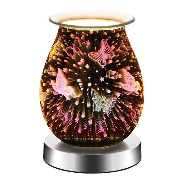 Lampes à parfum, brûleur de cire électrique, chauffe-bougie, huile en verre pour bougies parfumées, veilleuse 3D décorative 244m