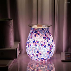Geurlampen Glazen aroma Lamp 3D Patroon uk Detachable Wax smelt olie warmer licht