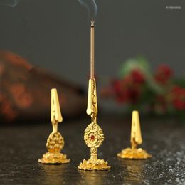 Geurlampen vergulde vergulde lotusbasis spoel voormalige houder gouden wierook brander clip rack aroma therapie ornament voor