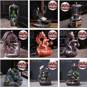 Lampes à parfum brûleur d'encens en céramique reflux créatif décor à la maison Dragon titulaire encensoir avec boule de cristal encens gratuit
