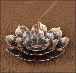 LAMPRES DE PRAUTS BURNEUR BULLEUR ENCENS REFLUX Stick Stickder Home Bouddhism Decoration Bobine Coil avec Lotus Flower Forme Bronze Copper ZE4447225