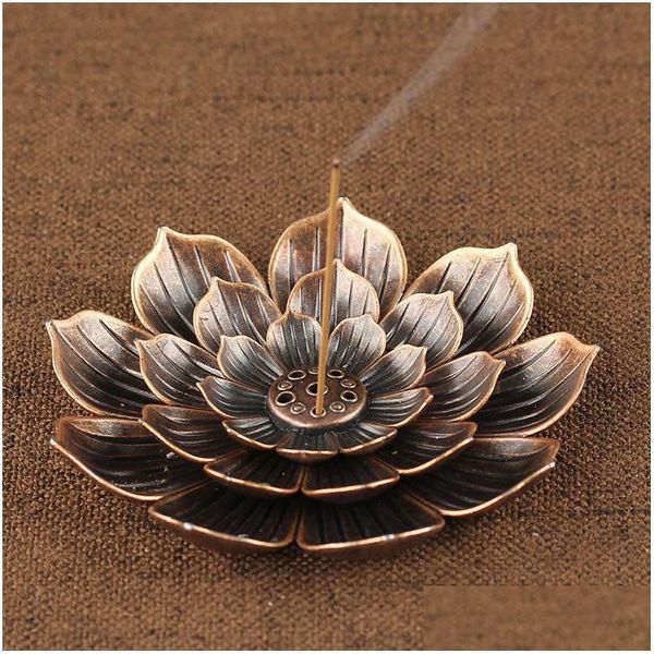 Lampes de parfum Brûleur d'encens Reflux Porte-bâton Accueil Bouddhisme Décoration Bobine Encensoir avec forme de fleur de lotus Bronze / Cuivre Zen Bu Dhjim