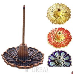 Lampes de parfum Lotus Encens Brûleurs Titulaire Mini Fleur Bâtons Brûleur Cônes Encensoir Teahouse Décoration Accessoires Drop Delive Dhtw6