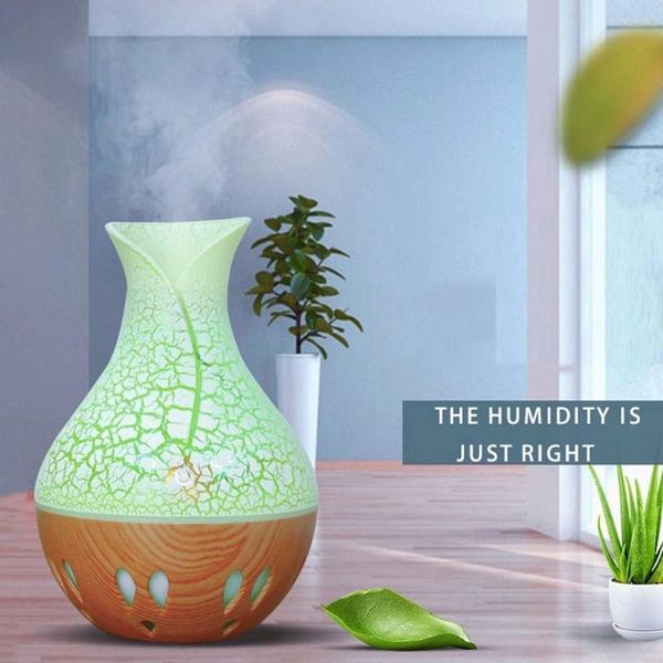 Lámparas de fragancia Mini humidificador de aire eléctrico ultrasónico USB Aroma Difusor Grano de madera Atomizador de aceite esencial para la oficina en casa