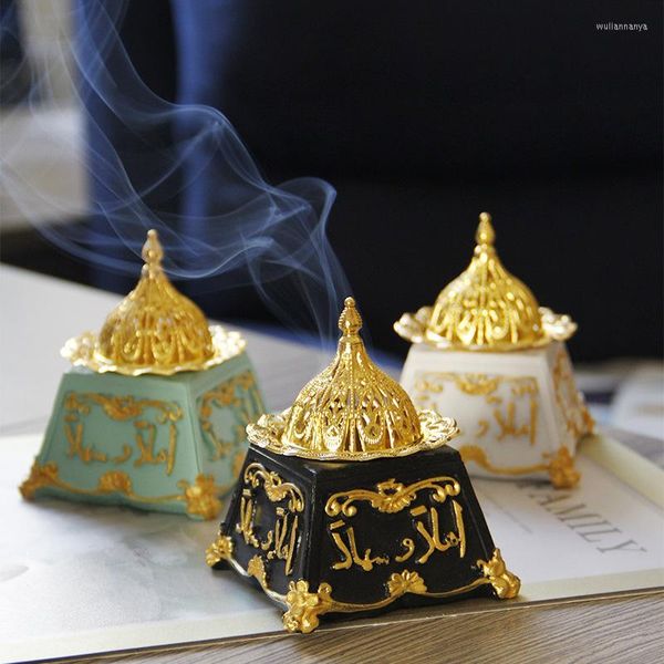 Lampes à parfum Portable moyen-orient arabe brûleur d'encens métal doré classique Style rétro diffuseur d'arôme