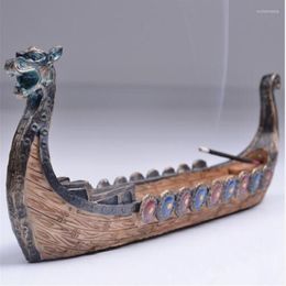 Lampes de parfum Brûleur d'encens rétro Porte-bâton de bateau dragon Design chinois traditionnel Sculpté à la main Sculpture Encensoir Ornements Accueil