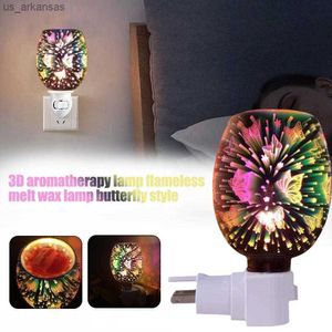 Geur Warmer Plug-in Safe Aromatherapie Heater Glas Wax Melt Warmer 3D Aromatherapie Lamp Vlamloze Melt Wax Lamp Vlinder L230523