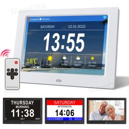 Marco 10.1/7 pulgadas Calendario digital Alarma Reloj de pantalla extra grande Pantalla de pantalla Digital Marco de foto Demencia Previsión meteorológica