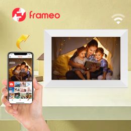 Frame 10.1inch Blanc Photo Album WiFi Digital Frame Frameo App avec interne 32g Memory 1280x800 IPS Écran