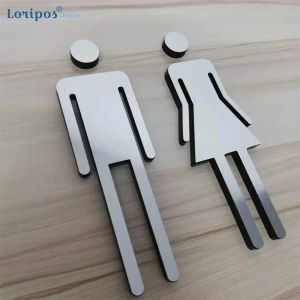 Marco 18x6cm Mujeres de la pared de mujeres Puerta del inodoro WC Placa de señalización Acrílico Hombres Mujeres Incon Bloque de muro Mounta WC Acrílico