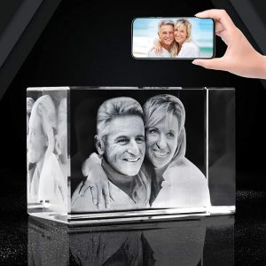 Frame 2D/3D lasergegraveerde kristallen fotolijst Personazlied foto en tekst op glazen kubus Valentijnsdag moederdagcadeaus voor haar vrouwen