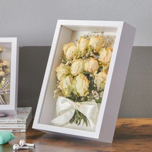 Frame 3D-weergave fotolijst holle DIY verdikte handgemaakte tafel insect klei gedroogde bloem specimen frame voor slaapkamer woonkamer decor