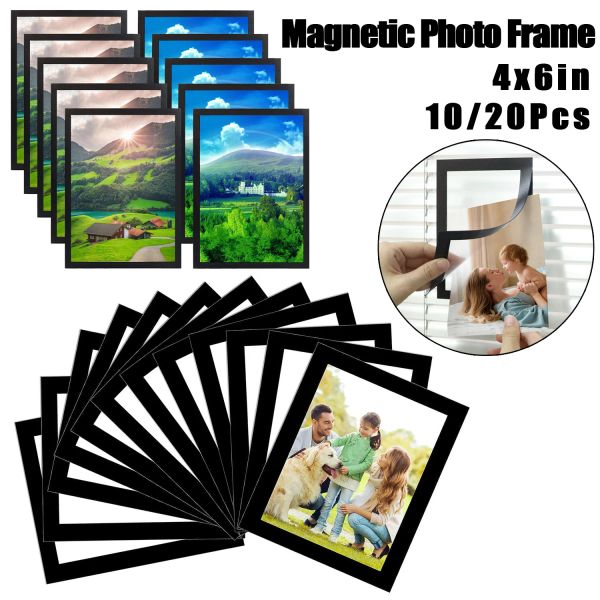Marco de fotos magnético de 4x6 pulgadas, imanes, marco de fotos, marco de pintura de póster rectangular para refrigerador/ventana/pared, decoración del hogar