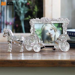 Cadre 5 pouces classique calèche cadres Photo pour Photo cadre photo en métal européen décor de table cadeaux de mariage d'anniversaire boîte d'ombre