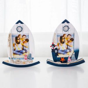 Cadre 5 pouces cadre Photo à bascule bateau à voile personnalité créative décoration accessoires pour la maison cadre Photo en bois pour enfants