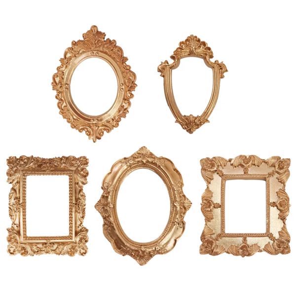 Marco 5 PCS Pequeño fotograma dorado Rack Props creativo de pared resina colgante Baby barroco