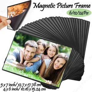 Frame 6/12/24 pièces cadre Photo magnétique 4x6 pouces cadre photo magnétique réutilisable pour réfrigérateur casier armoire de bureau réfrigérateur 5x7 pouces