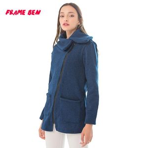 Frame Ben Women's Coats Plus Trui Dames Herfst en Winter Fashion Side Rits Draai Collar Jassen