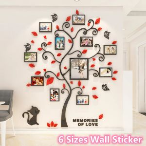 Marco de Navidad 3D pegatinas de pared acrílico árbol genealógico DIY marco de fotos para sala de estar dormitorio fondos de pantalla calcomanías arte Navidad decoración del hogar