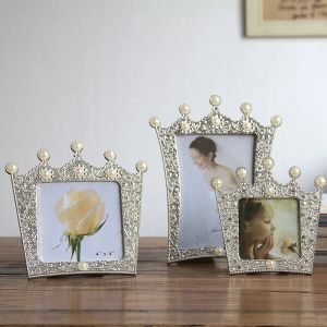 Frame Europese creatieve kroon metalen fotolijst parelset trouwfoto kinderfotolijst cadeau-ornamenten