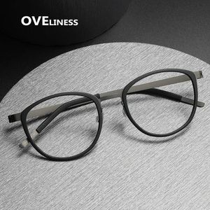 Frame Lenzenvloeistof Frame Brilmontuur voor Mannen Vrouwen Vintage Ronde Bijziendheid Optische Brillen Schroefloze Recept Brillen Frame Spektakel