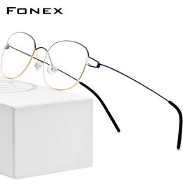 Frame Fonex Titanium Alloy Glasses Frame Men Men de prescription Eyeglasse coréen Danemark Femmes Myopie Optical Cadre sans vis sans vis des lunettes 98618