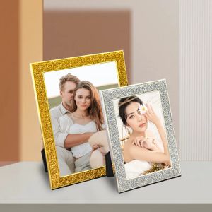 Frame gouden zilveren zwarte kleur metaal glitter fotolijst kinderen 6inch 7inch 8inch sparkle kinderen trouwjurk fotolijst