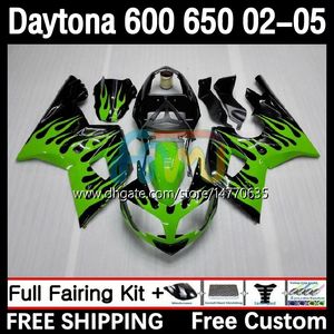 Kit de cadre pour Daytona 650 600 CC 02 03 04 05 Carrosserie 7DH.18 Capot Daytona 600 Daytona650 2002 2003 2004 2005 Corps Daytona600 02-05 Carénage moto flammes vertes