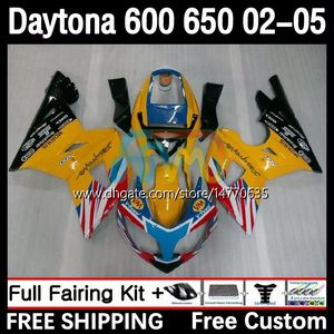 Kit de cadre pour Daytona 650 600 CC 02 03 04 05 Carrosserie 7DH.9 Cowling Daytona 600 Daytona650 2002 2003 2004 2005 Body Daytona600 02-05 Carénage de moto jaune chaud