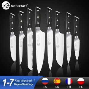 Couteaux de cuisine à cadre, ensemble de couteaux de chef japonais, Allemagne 1.4116 en acier à haute teneur en carbone, couteau Santoku tranchant, couteau utilitaire à trancher