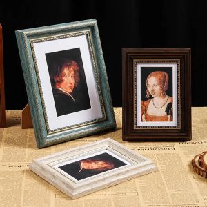 Frame gratis verzending Noordse fotolijst stand esthetisch display houten foto frames glazen portret quadros de parede kamer decoraties
