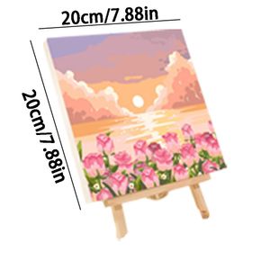 Peinture de cadre par nombres Kits Résumé Sunset Paysage moderne Dessin moderne Coloriage par numéros Paint acrylique pour décoration intérieure