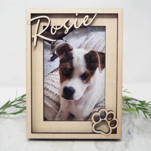 Cadre personnalisé pour chien, cadeau commémoratif pour chien, cadre photo personnalisé pour nom d'animal de compagnie, cadre photo gratuit, gravure en bois personnalisée, impression couleur