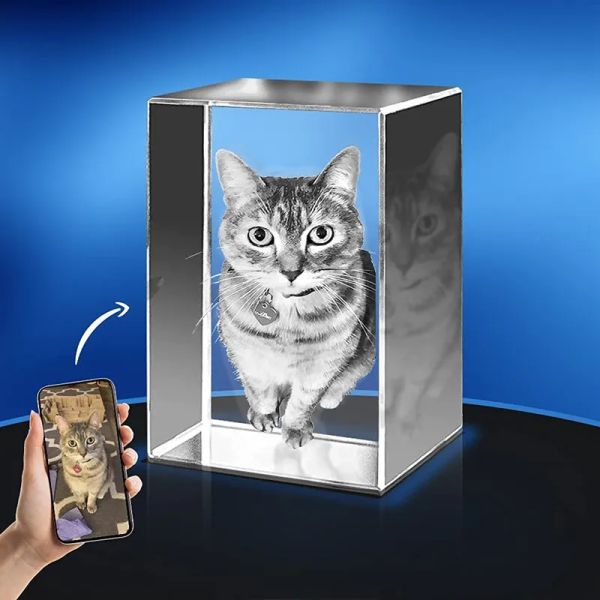 Cadre personazlied chat chien photo cristal cube photo frame de sympathie cadeaux pour la perte d'un être cher, perte de père, perte de mère