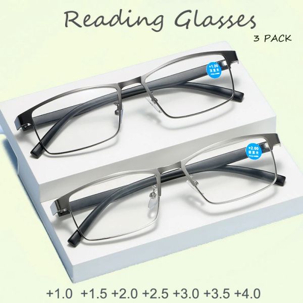Cadre des lunettes presbytises 3 pack +1,0 +1,5 ~ +4,0 hommes Femmes Metal Frame Eyewear Anti Blue Light Lire de lecture Livraison gratuite