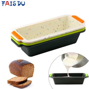 Moule à pain rectangulaire en Silicone, cadre, moule à pain grillé, plateau à gâteau, Long carré, ustensiles de cuisson, outils de cuisson antiadhésifs