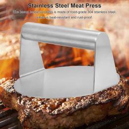 Cadre rond en acier inoxydable Smash Burger Press Grill Accessoires pour gril plat Presse à hamburger et graisse à presser Facile à nettoyer