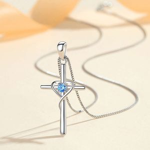 Frame sterling kruis zilveren hanger met sleutelbeen keten niche gepersonaliseerde sieraden veelzijdige accessoire