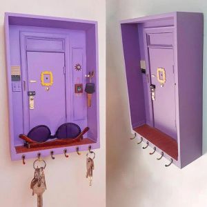 Cadre série TV Friends porte-clés Monica violet cintre de porte fait à la main en bois jaune cadres photo décoration de la maison décoration murale à collectionner