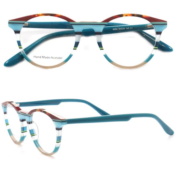 Cadre Femmes Round Eyeglass Frames Men Vintage Fashion Optical Lunes Frames Spectacles Spectacles Prescription Eyewear Blue Rose rouge