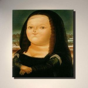 Enmarcado 100% figura pintada a mano lienzo pintura al óleo moderna sonrisa divertida Mona Lisa hogar sala de estar decoración cuadros arte de pared AMP60