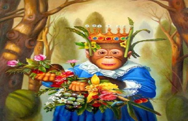Enmarcado 100 artesanías de alta calidad Modern Animal Retrato Pop Pintura al óleo con monos Multi tamaños disponibles H0427719409