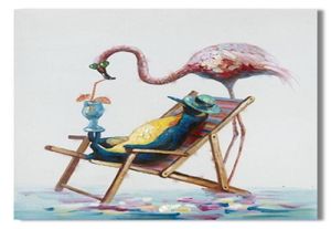 Encadré BIG Canvas Flamingo Penguin Beach100 Handcraft Animal art peinture à l'huile sur toile de haute qualitéMulti tailles A0411092632