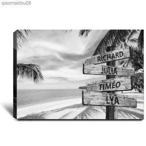 Ingelijste Custom Gepersonaliseerde Naam Poster Wall Art Canvas Schilderij Print Strand Cadeau Voor Bruiloften Foto Woonkamer Decoratie L230704