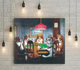 Perros enmarcados jugando al póquer 2 pinturas al óleo pintadas a mano de animales sobre lienzo para la decoración del hogar Calidad del museo Tamaños múltiples 2041451