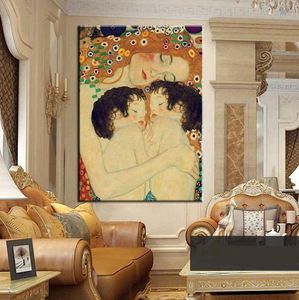 Encadré Gustav Klimt Mère et enfant jumeaux portraitsPeint à la main Art abstrait peinture à l'huile de haute qualité toile décoration murale Multi6289311