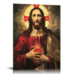 Enmarcado Sagrado Corazón de Jesús Arte de la pared de la pared de Jesús Mercasa Divina Impresiones Dirección de la sala de arte de la sala de estar de la sala de la sala del hogar del hogar del hogar