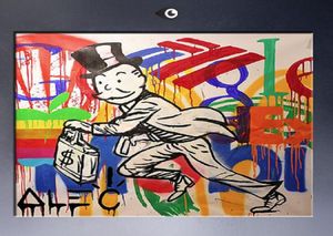 Ingelijste ingelijste hoge kwaliteit handgeschilderde muur decor Alec DJ monopoly pop-art olieverfschilderij op canvas multi-size TY0571799179