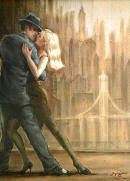 Encadré Steamy Night Dancing couple romance, peinture à l'huile d'art mural moderne peinte à la main pure sur toile.Multi tailles Ab165